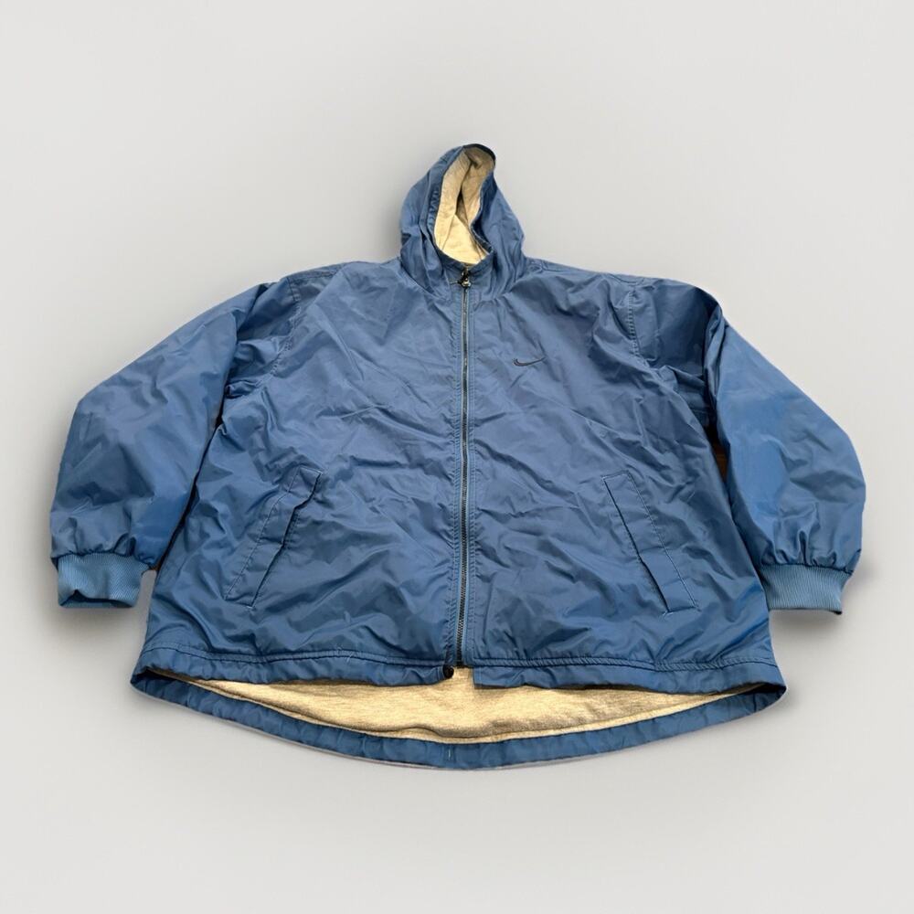 Vintage Nike Mens Blue 90s White Tag Swoosh Full Zip Hooded Jacket Size L Large